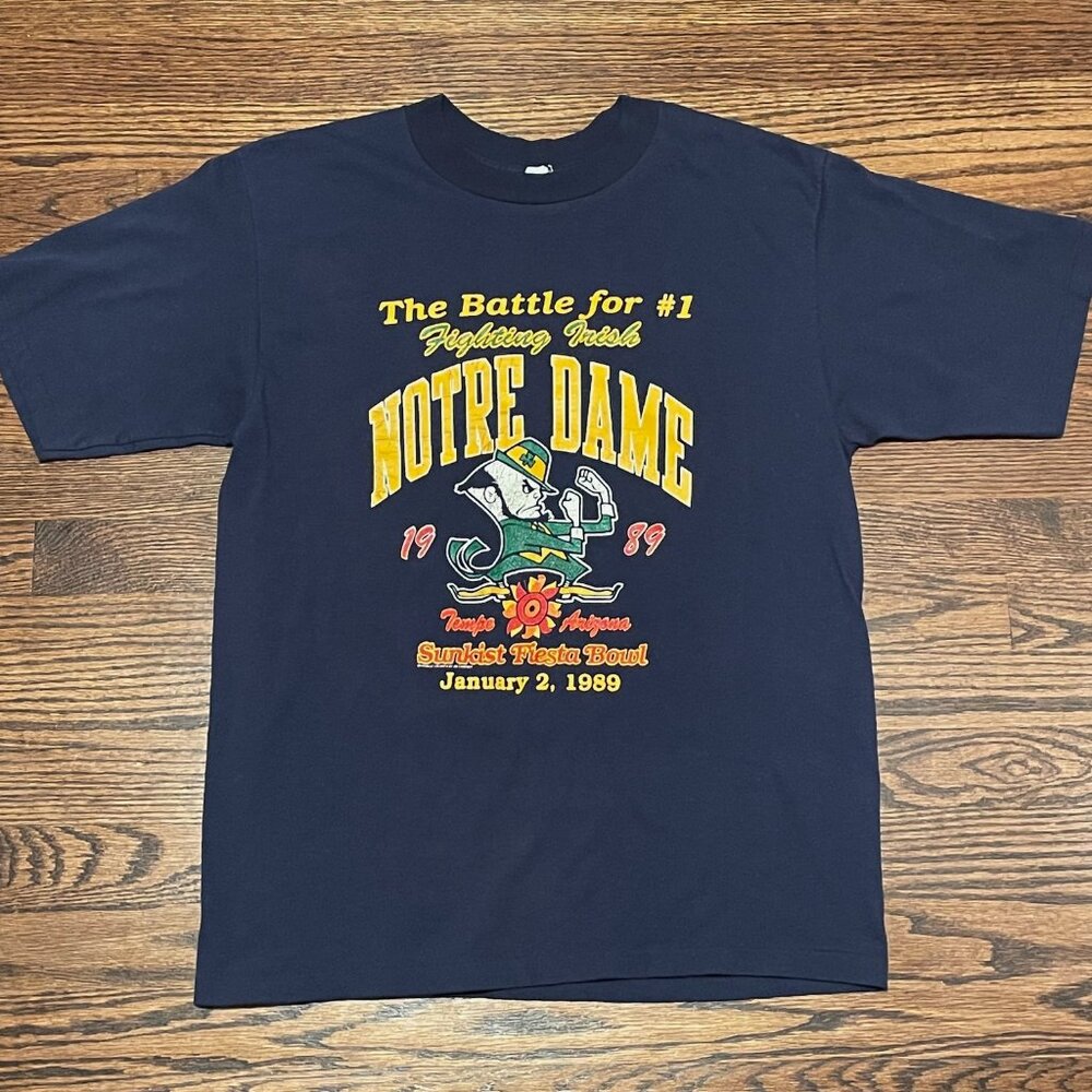 RARE VINTAGE 1989 NOTRE DAME FOOTBALL SUNKIST FIESTA BOWL SHIRT - X Large